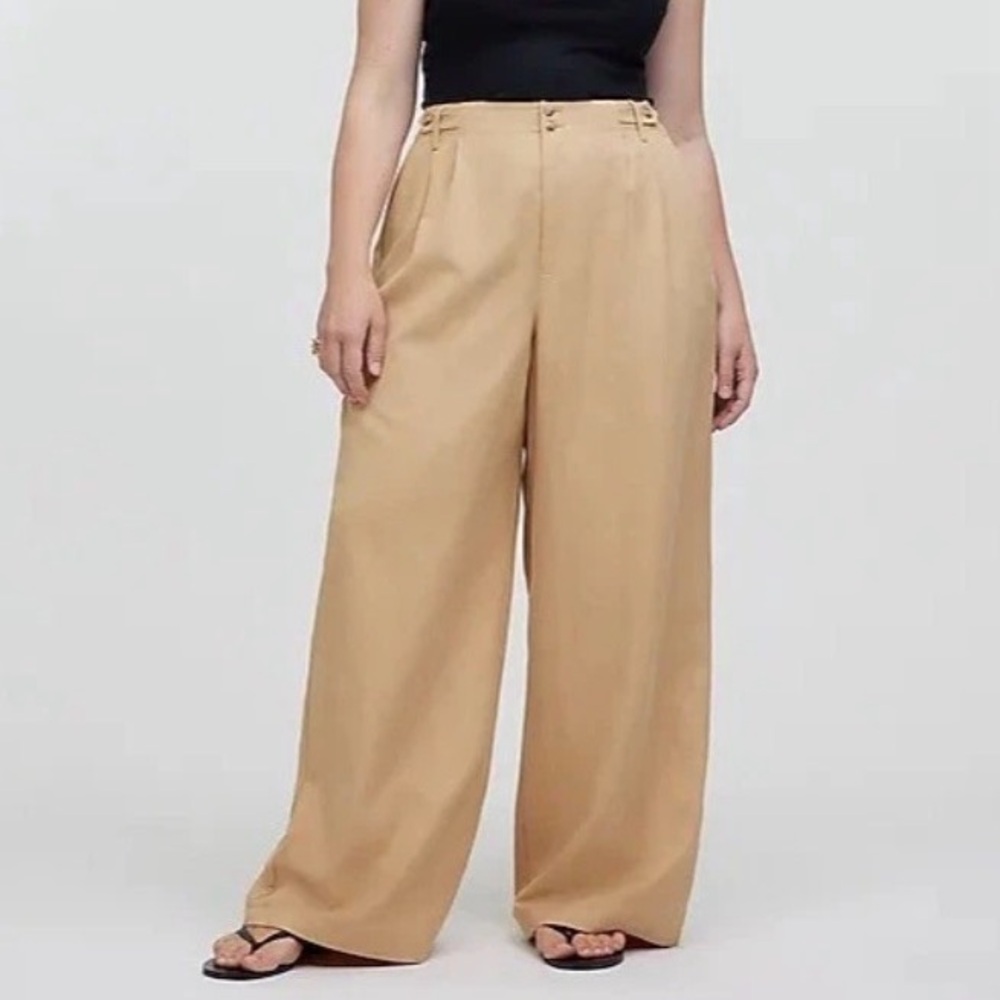 Madewell Harlow Wide Leg Pants Women Siz 10 P Desert Dune Casual Stretch Classic